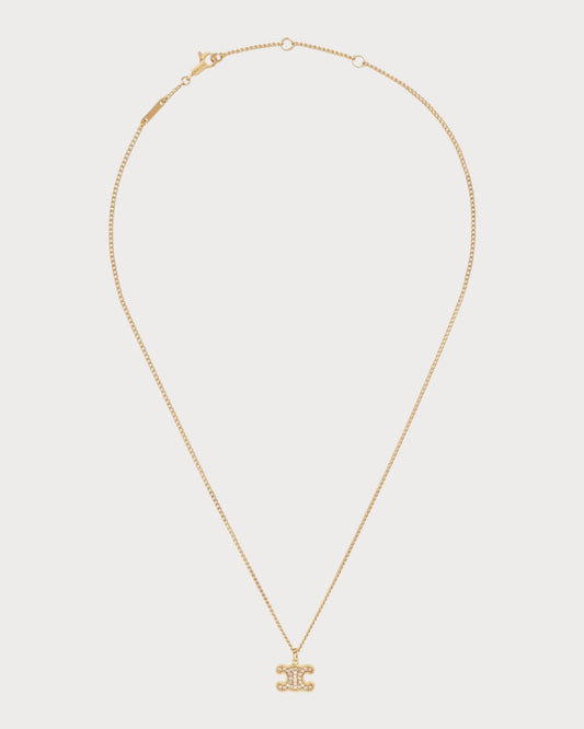 CELINE Triomphe Rhinestone Necklace Brass(2 Colors)